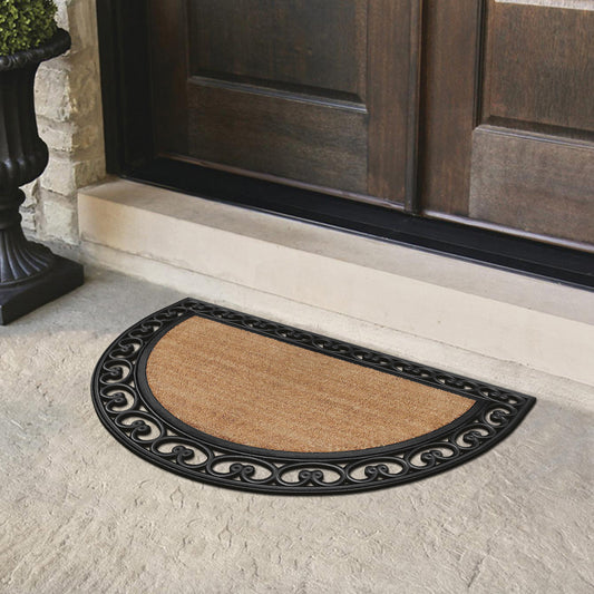 semicircle coir doormat with rubber border entryway