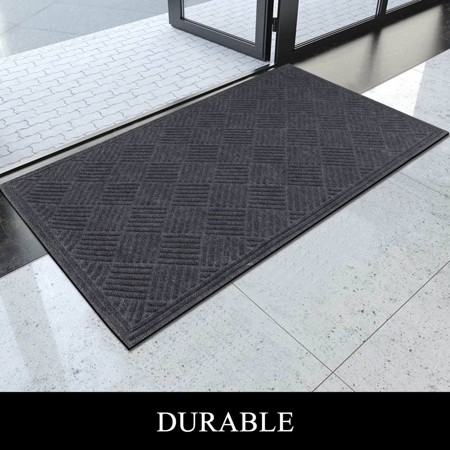 A1HC Durable Multi Purpose Polypropylene Rubber Door Mat, 36"X60" Indoor Outdoor All Weather Doormat
