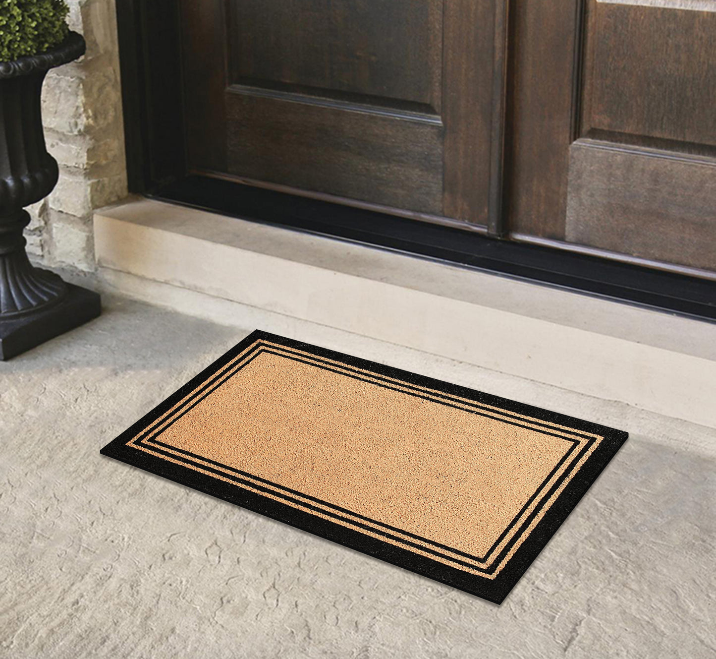 A1HC Natural Coir Doormat with Classic Border Heavy Duty PVC Backing Front Door Entry Mat 24" x 39"