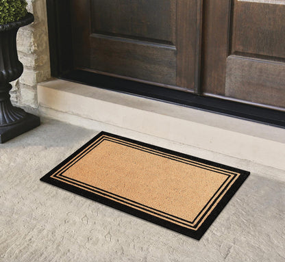 A1HC Natural Coir Doormat with Classic Border Heavy Duty PVC Backing Front Door Entry Mat 24" x 39"