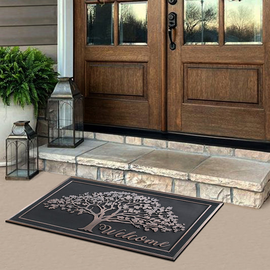 heavy duty rubber doormat with tree design