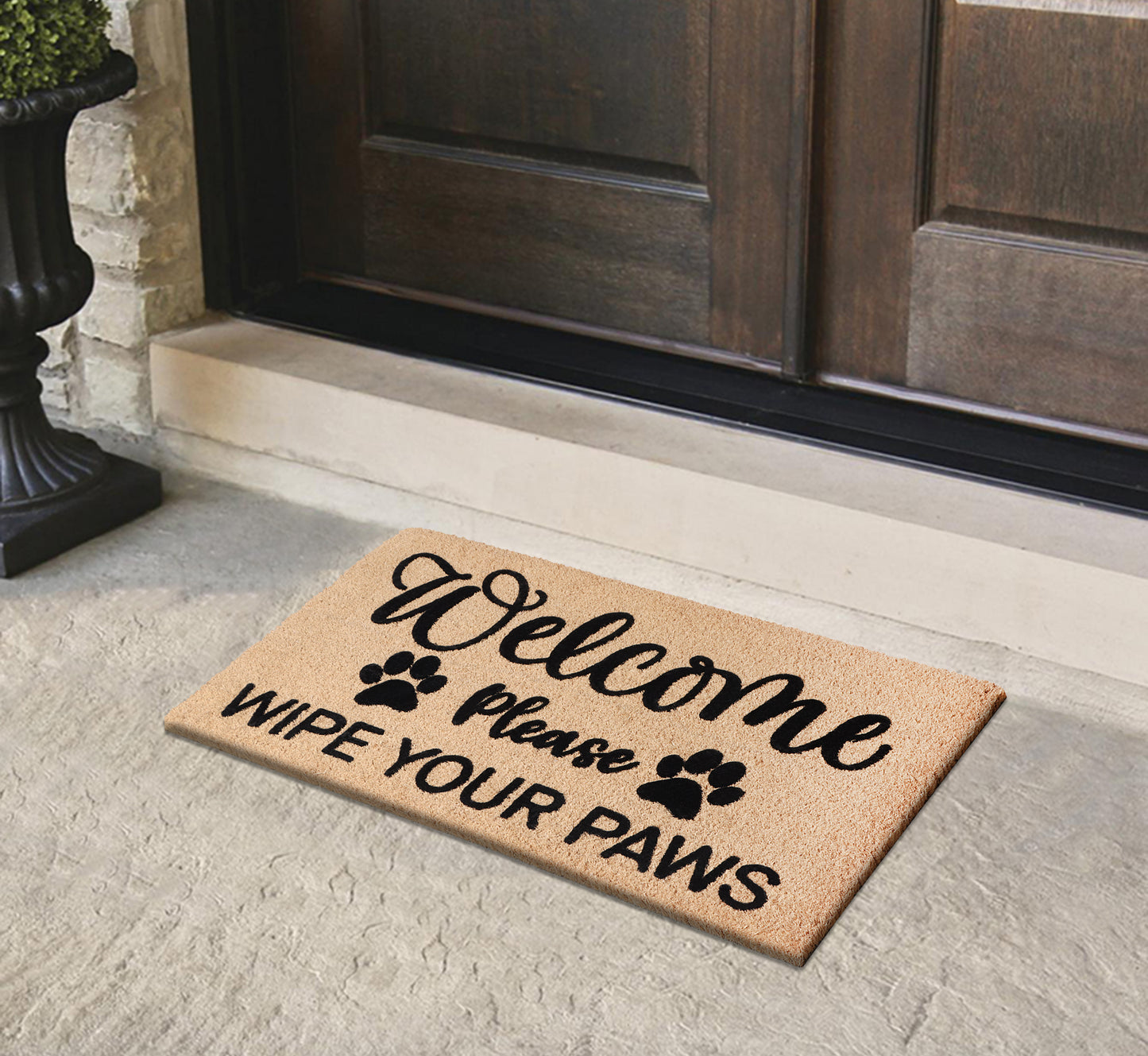 A1HC Natural Coir Flocked Door mat with Heavy Duty Non-Slip PVC Backing, Low-Profile Durable Doormat