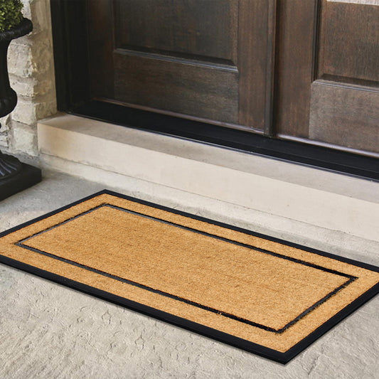rectangular entryway mat natural coir surface
