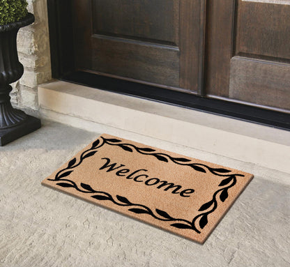 A1HC Natural Coir Flocked Door mat with Heavy Duty Non-Slip PVC Backing, Low-Profile Durable Doormat