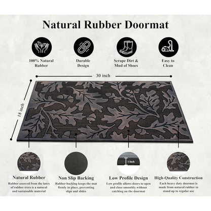 A1HC Flowing Leaves Copper Welcome Door Mat 18"x30", Outdoor Rubber Entrance Mat, Non-Slip Backing