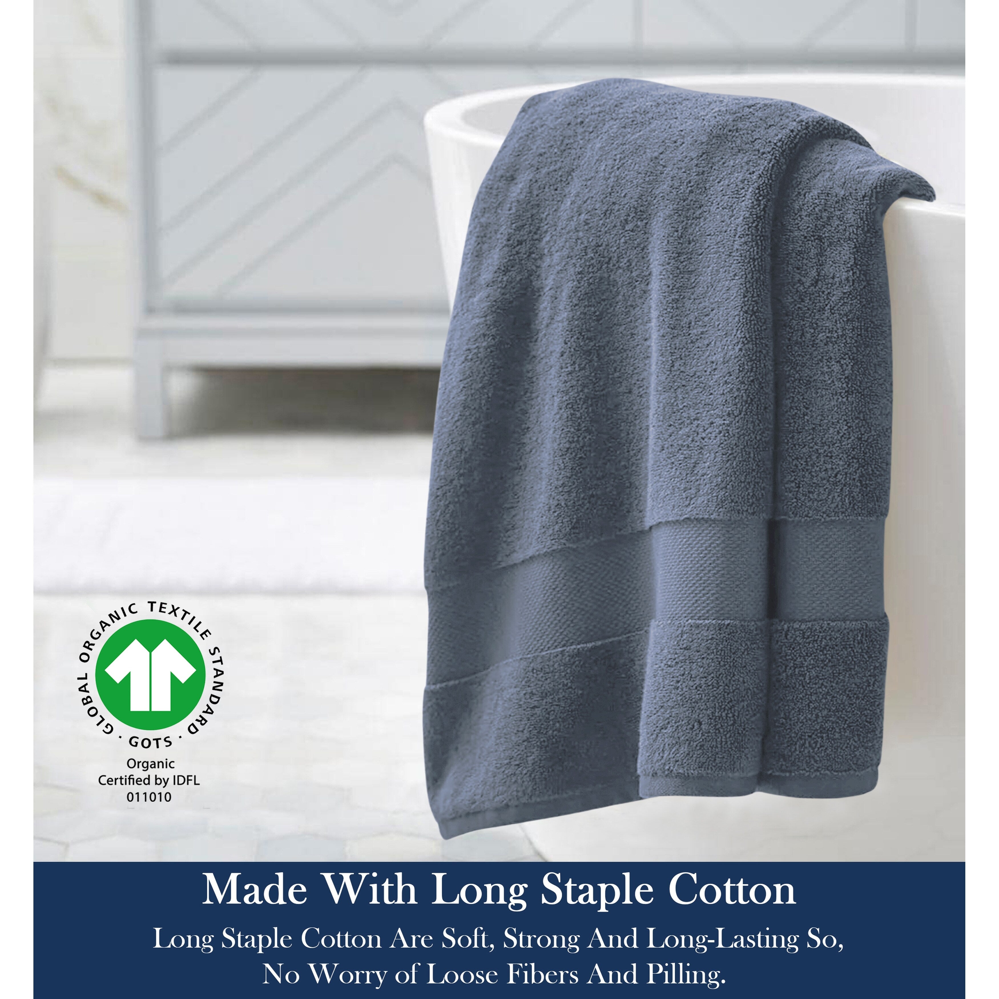 Delara Organic Cotton Luxuriously Plush Bath Sheet, GOTS & Oeko-TEX Certified, Soft, Quick Dry & Ultra-Absorbent 36"x70"