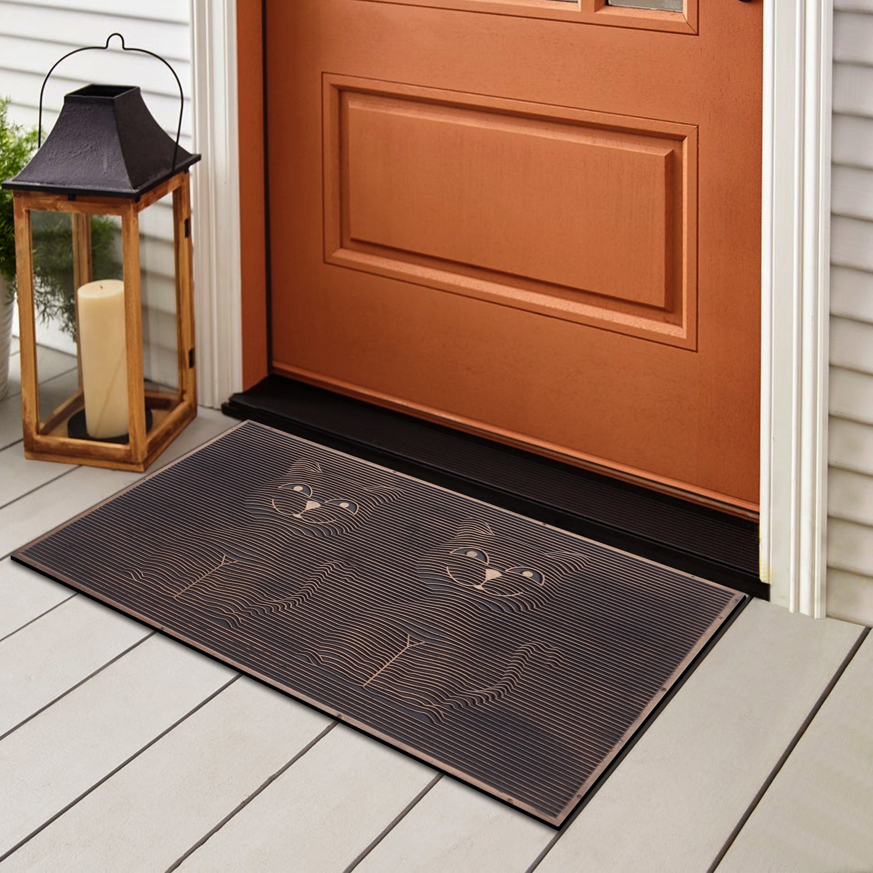 heavy duty rubber doormat with cat design