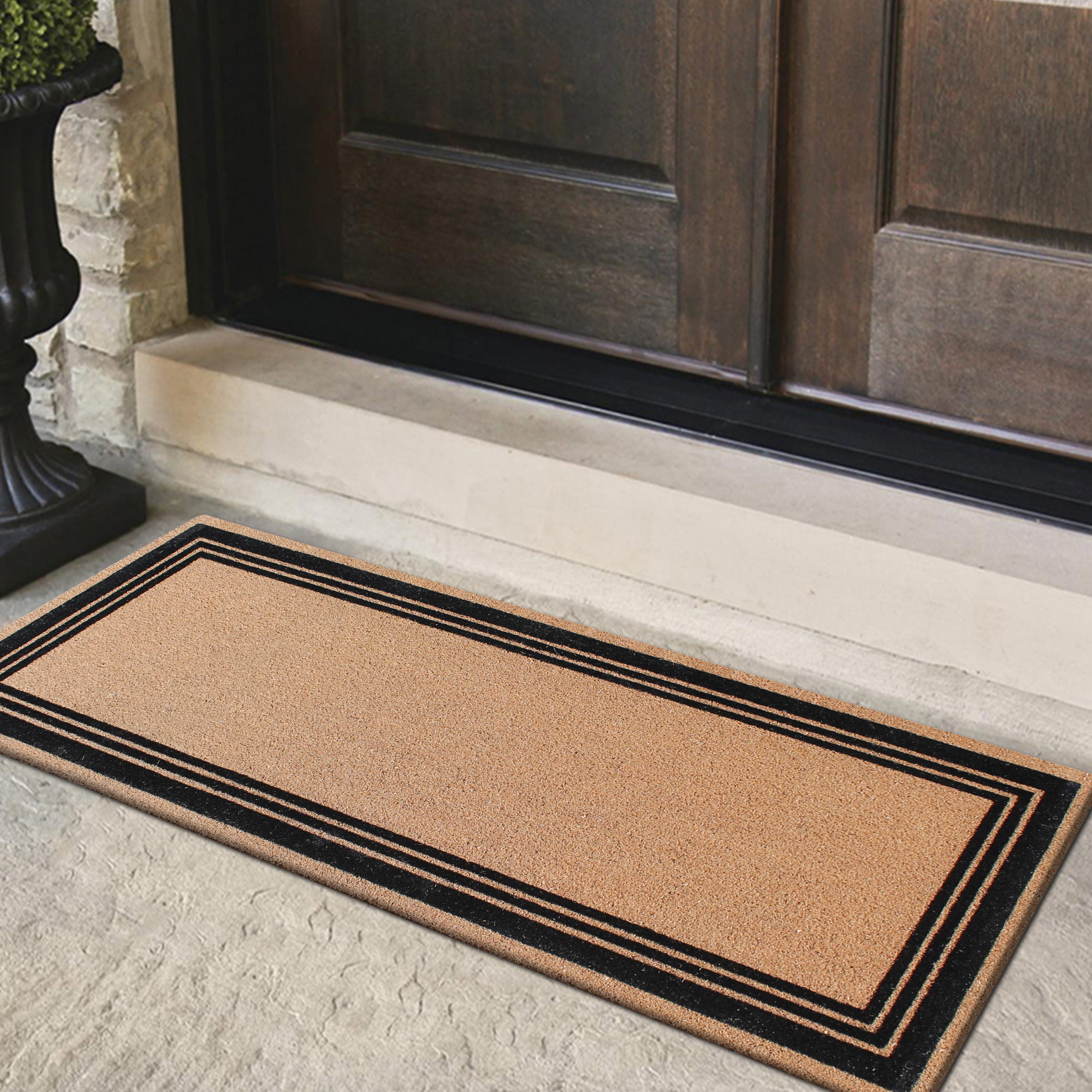 A1HC Classic Design Coir Doormat – Outdoor Coco Coir Front Door Mat with Non-Slip PVC Backing for Entryway, Porch & Patio