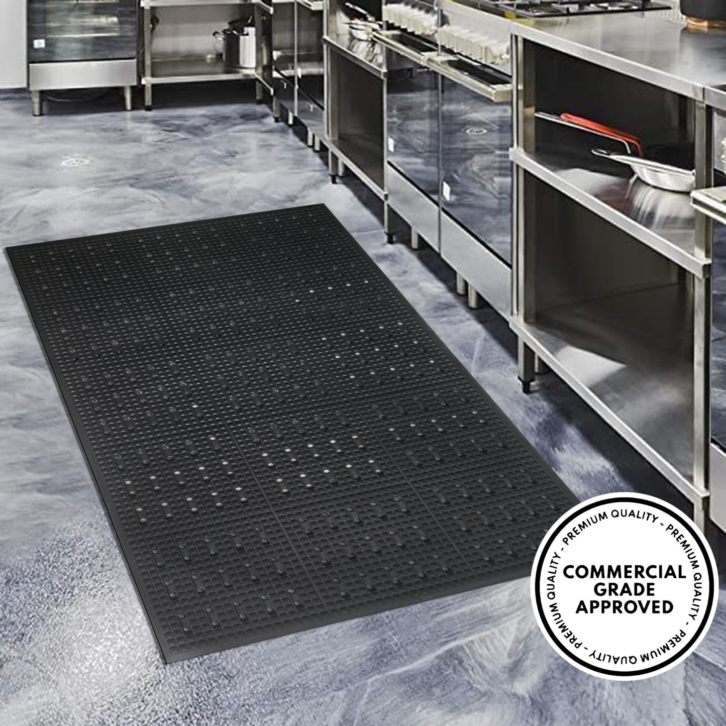 A1HC Anti Fatigue Waterproof  Multi-Purpose Rubber Floor Mat 36"X60" Grease Proof Drainage Mat Black