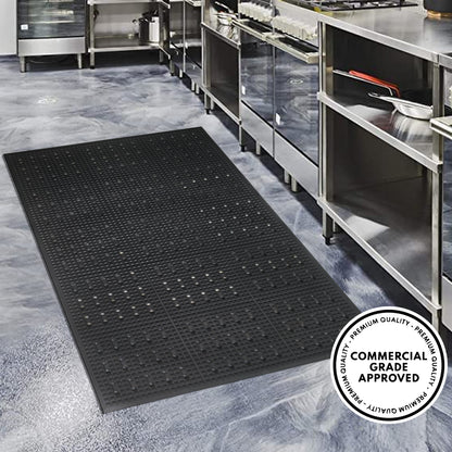 A1HC Anti Fatigue Waterproof  Multi-Purpose Rubber Floor Mat 36"X60" Grease Proof Drainage Mat Black