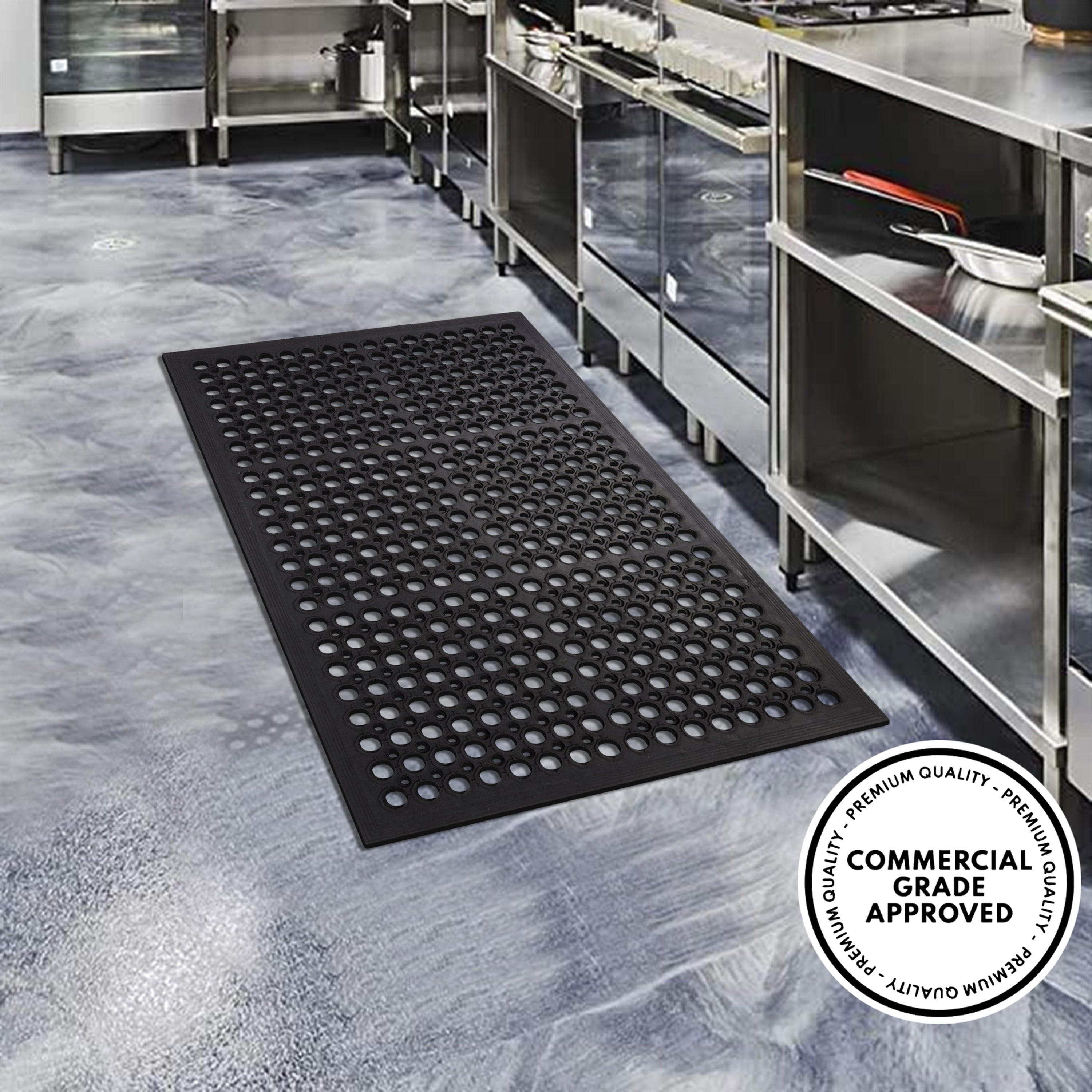 A1HC Commercial Rubber Floor Mat – Heavy Duty Non-Slip Drainage Rubber Entry Mat for Indoor & Outdoor Use