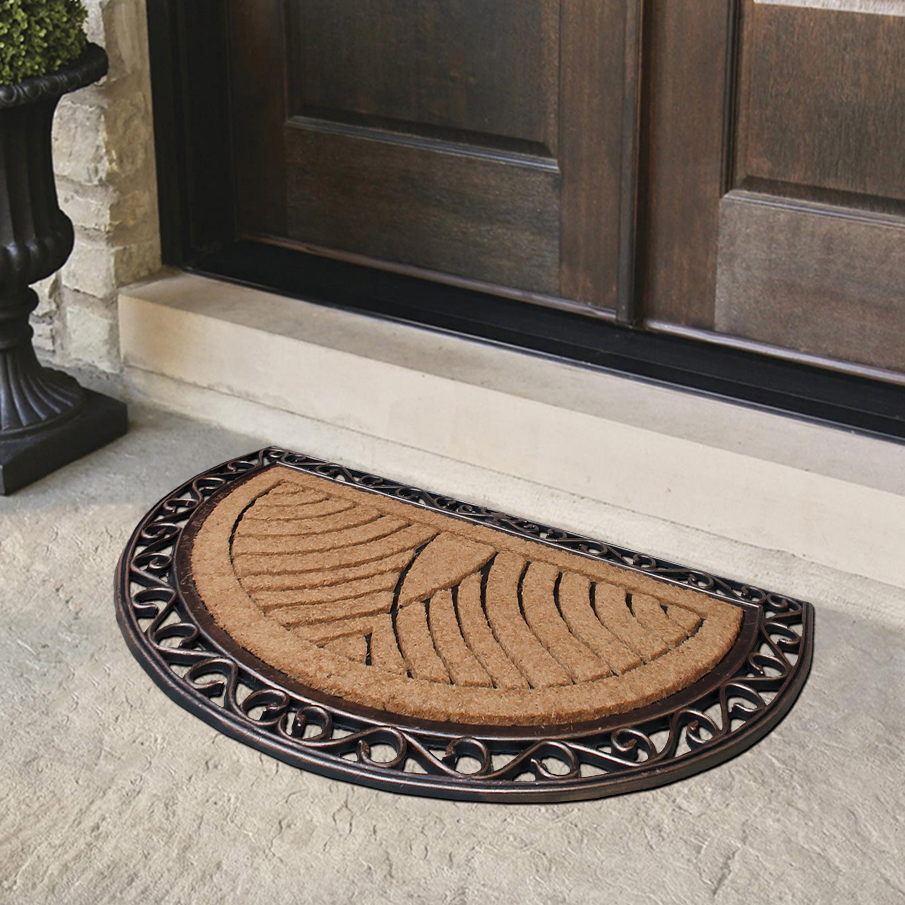 semicircle coir doormat rubber border entryway