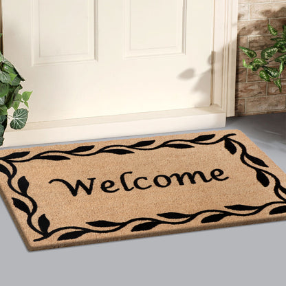 A1HC Natural Coir Flocked Door mat with Heavy Duty Non-Slip PVC Backing, Low-Profile Durable Doormat