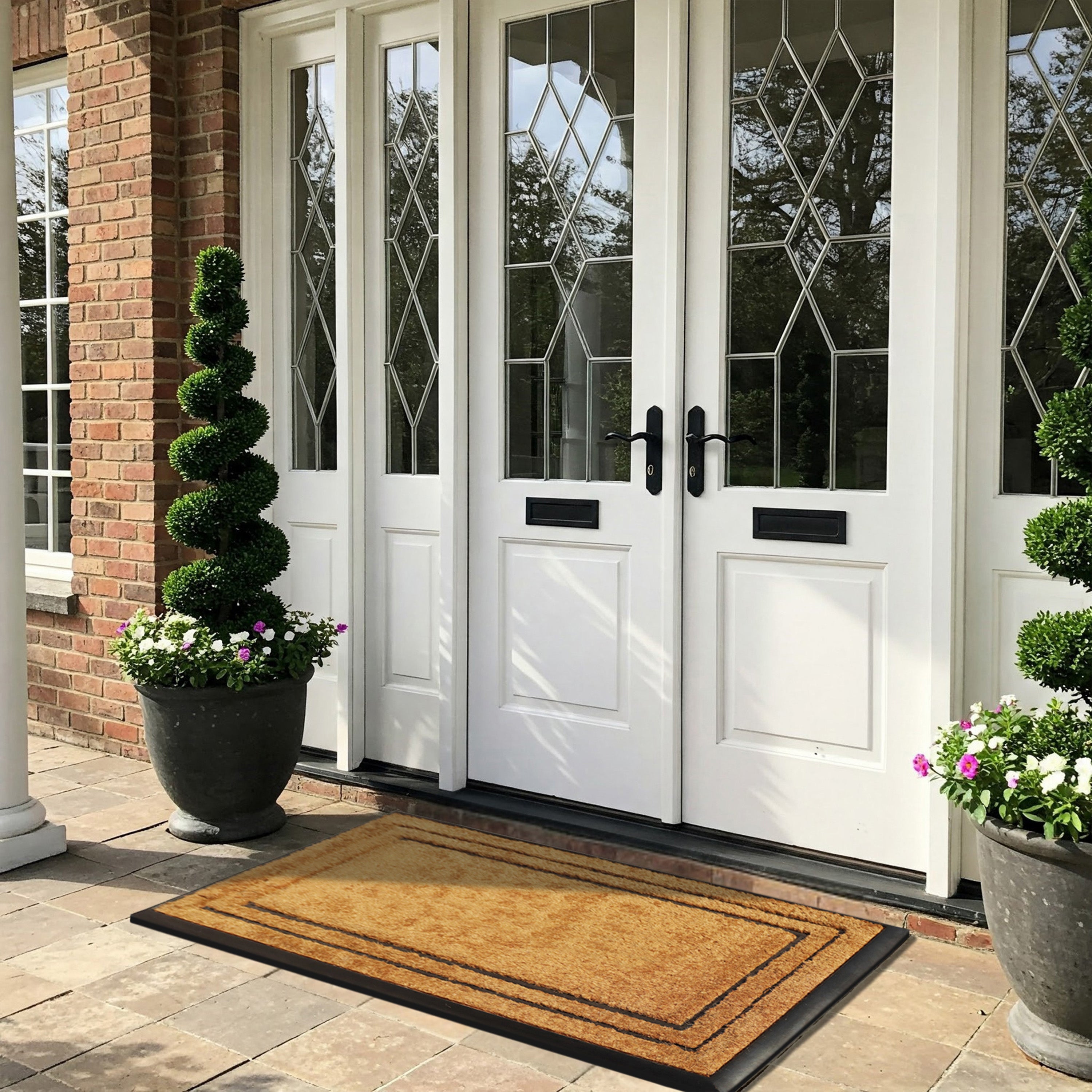 natural coir doormat front door mat double border