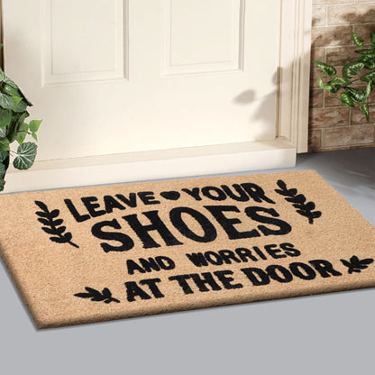 A1HC Natural Coir Flocked Door mat with Heavy Duty Non-Slip PVC Backing, Low-Profile Durable Doormat