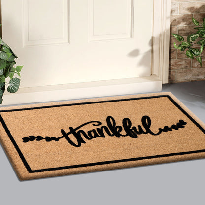 A1HC Natural Coir Flocked Door mat with Heavy Duty Non-Slip PVC Backing, Low-Profile Durable Doormat