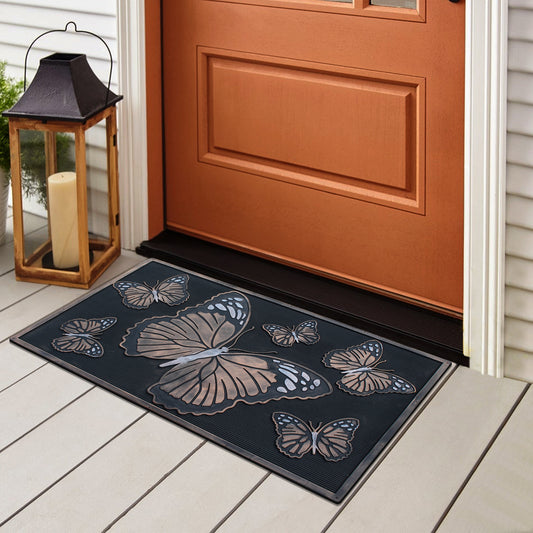 heavy duty rubber doormat with butterfly design