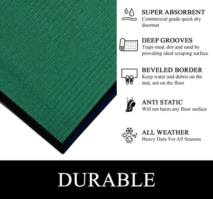 A1HC Indoor Outdoor Doormat, Non-Slip Rubber Mat for Entrance, Patio, Garage and Office - Stripe