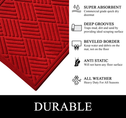 A1HC Durable Multi Purpose Polypropylene Rubber Doormat for Indoor Outdoor Front Door Mat, Checkered