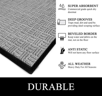 A1HC Indoor Outdoor Doormat Non-Slip Rubber Mat for Entrance, Patio, Garage and Office - Criss Cross