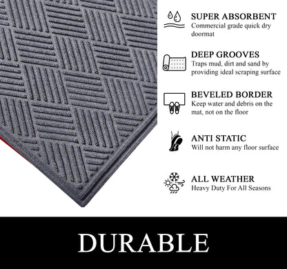 A1HC Durable Multi Purpose Polypropylene Rubber Doormat for Indoor Outdoor Front Door Mat, Checkered