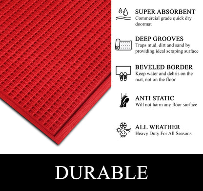 A1HC Durable Multi Purpose Polypropylene Rubber Doormat for Indoor Outdoor Front Door Mat, Waffle