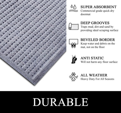 A1HC Durable Multi Purpose Polypropylene Rubber Doormat for Indoor Outdoor Front Door Mat, Waffle