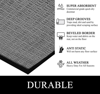 A1HC Indoor Outdoor Doormat Non-Slip Rubber Mat for Entrance, Patio, Garage and Office - Criss Cross