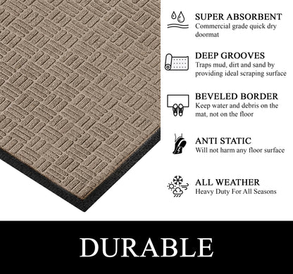 A1HC Indoor Outdoor Doormat Non-Slip Rubber Mat for Entrance, Patio, Garage and Office - Criss Cross