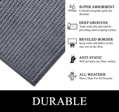 A1HC Durable Multi Purpose Polypropylene Rubber Doormat for Indoor Outdoor Front Door Mat, Waffle