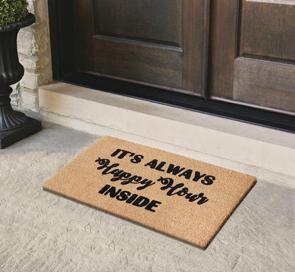A1HC Natural Coir Flocked Door mat with Heavy Duty Non-Slip PVC Backing, Low-Profile Durable Doormat
