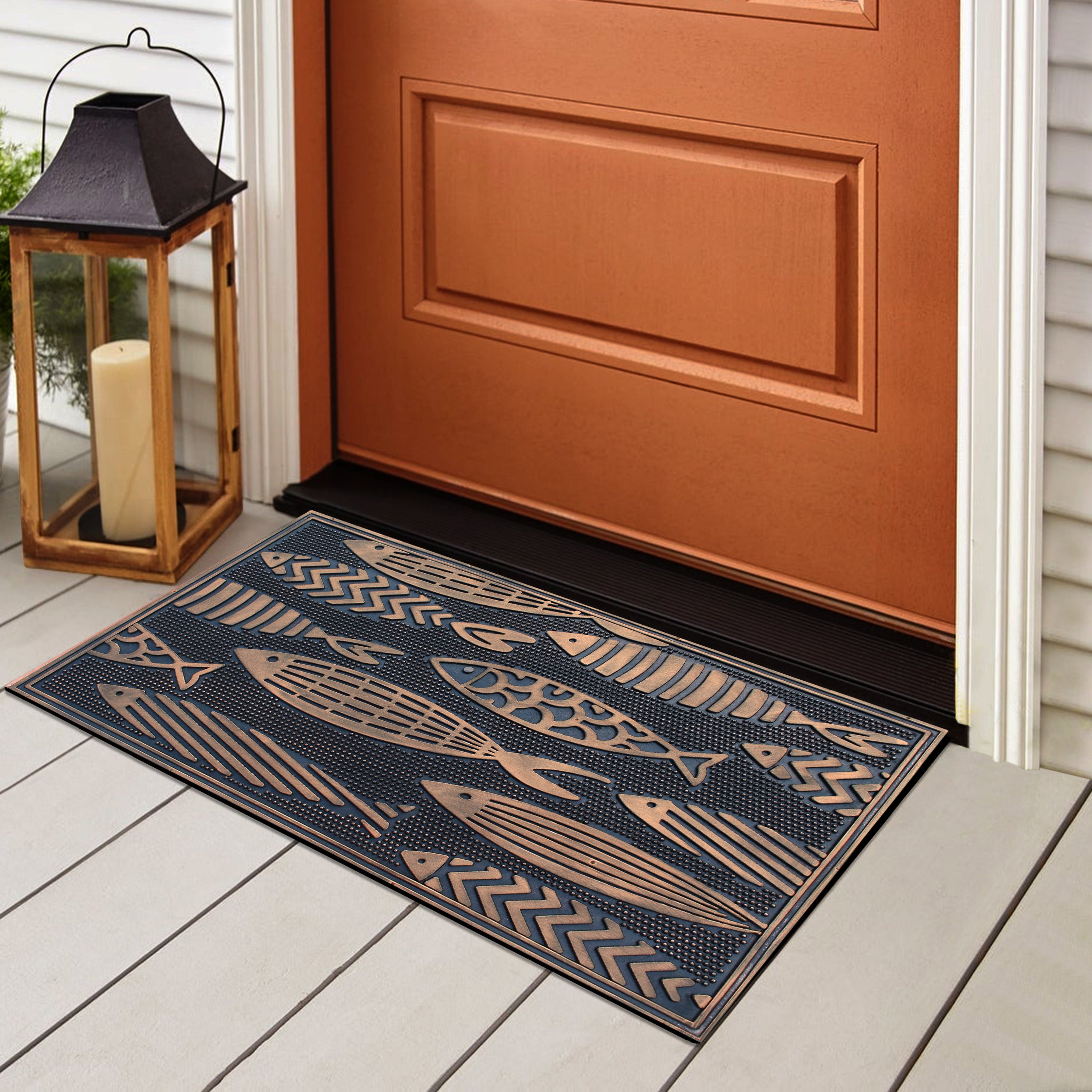outdoor rubber doormat non slip fish pattern