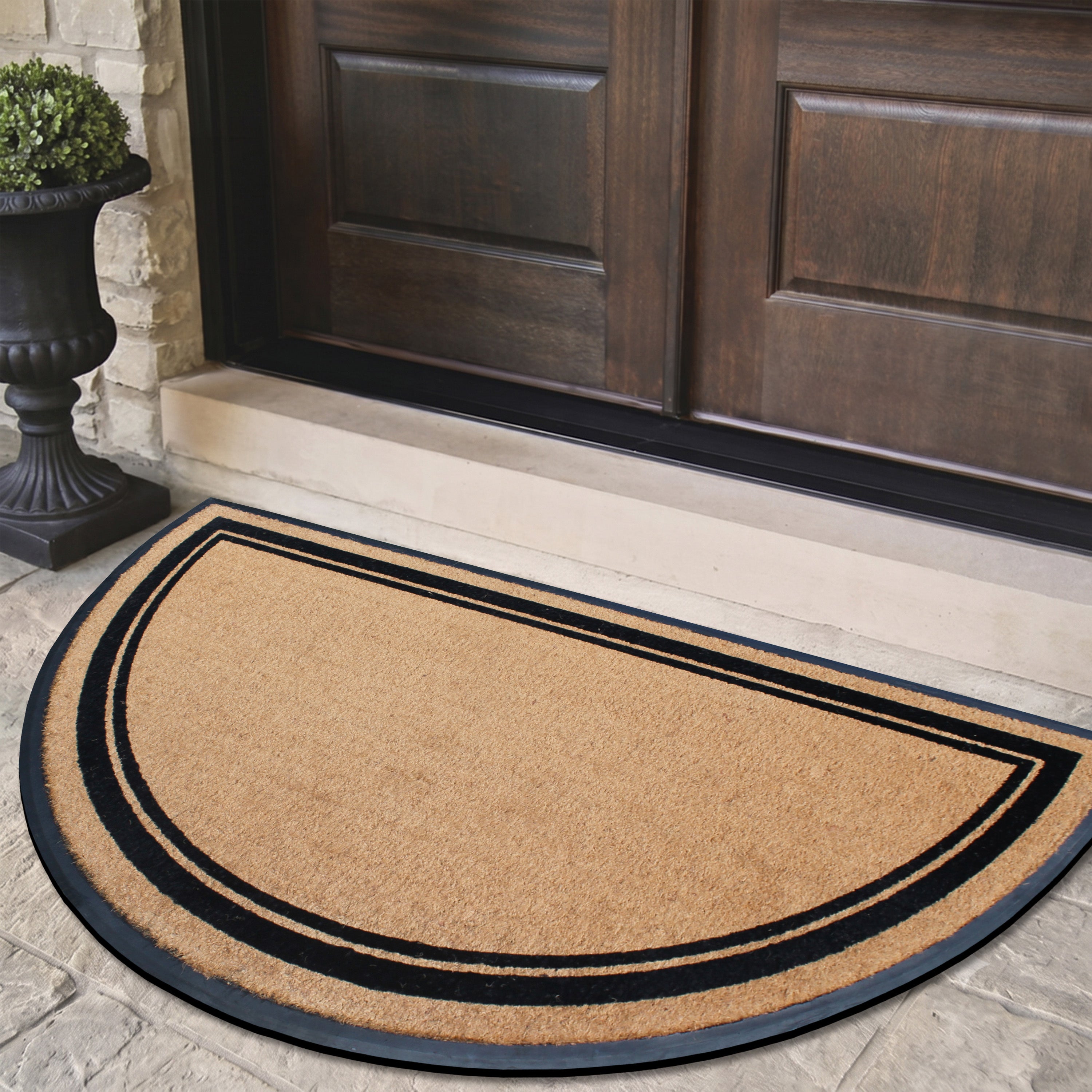 half round coir door mat outdoor entryway