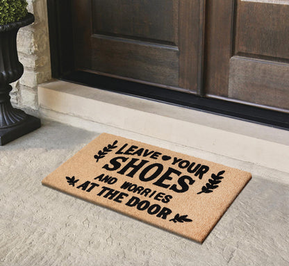 A1HC Natural Coir Flocked Door mat with Heavy Duty Non-Slip PVC Backing, Low-Profile Durable Doormat