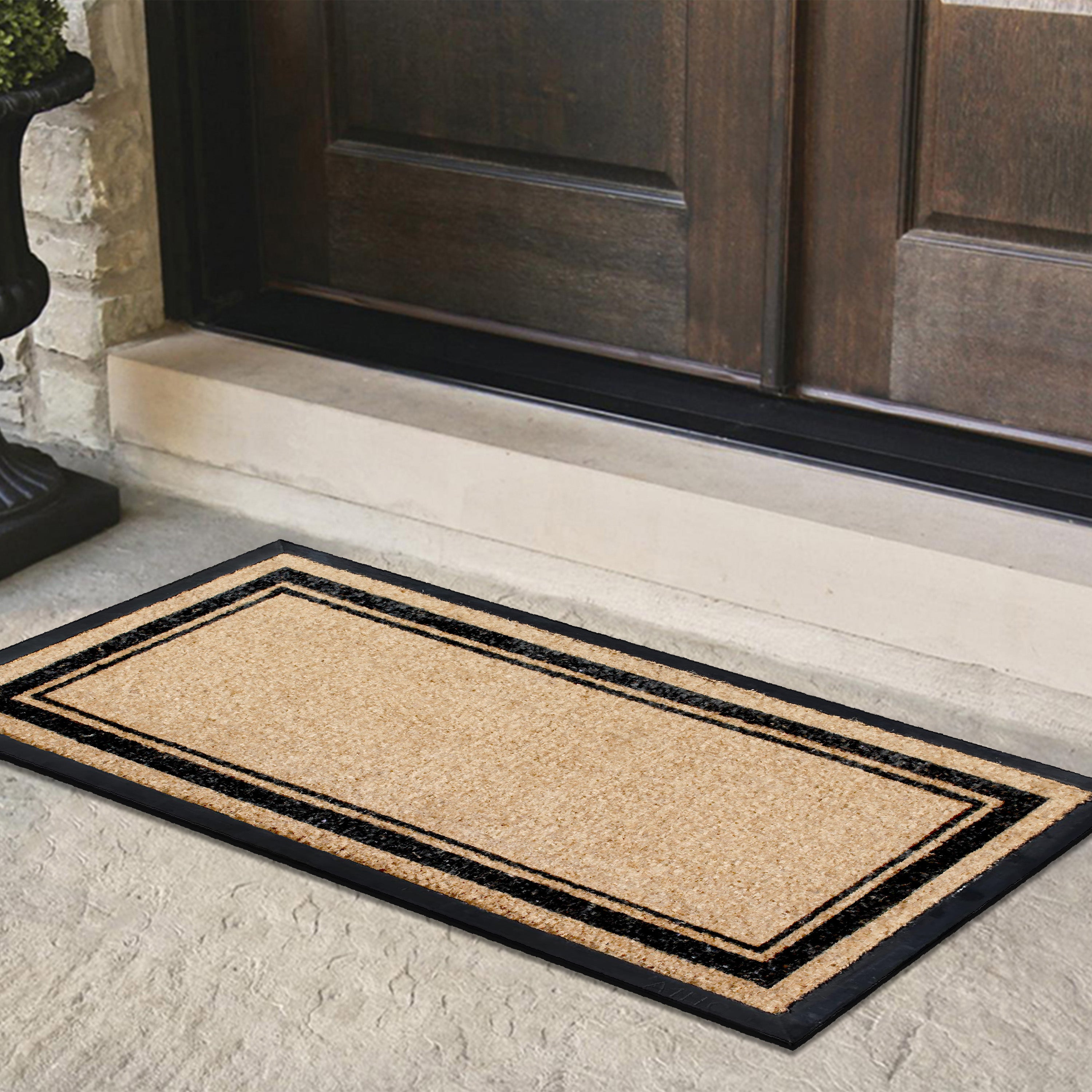 natural coir doormat rectangular border front door