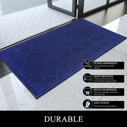 A1HC Durable Multi Purpose Polypropylene Rubber Door Mat, 36"X60" Indoor Outdoor All Weather Doormat