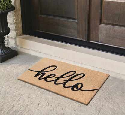 A1HC Natural Coir Flocked Door mat with Heavy Duty Non-Slip PVC Backing, Low-Profile Durable Doormat