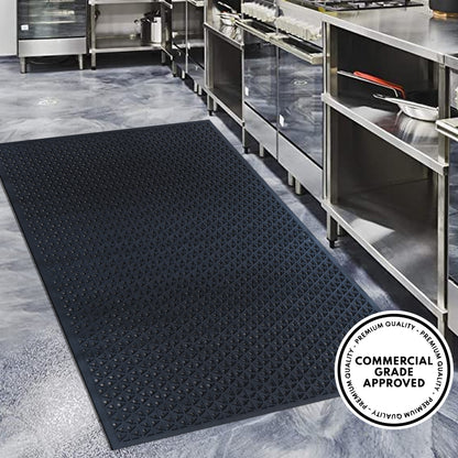 A1HC All Purpose Rubber Extra Drain 70% Floor Mat 41"X61" with Holes for High Traffic Area Mat Black