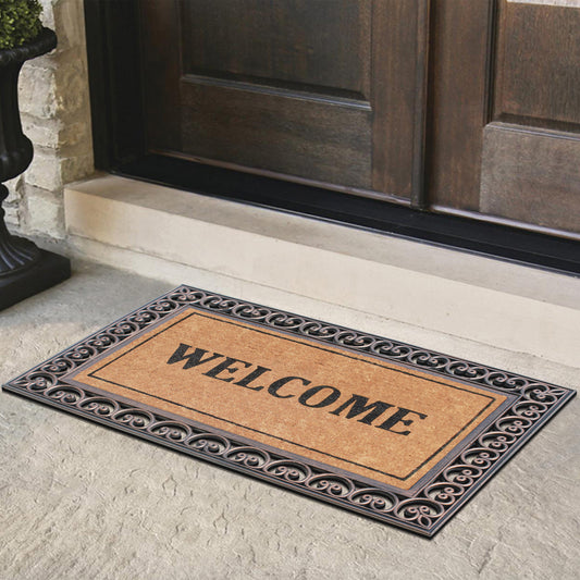 coir doormat with welcome text front door mat