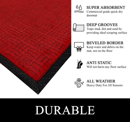A1HC Indoor Outdoor Doormat Non-Slip Rubber Mat for Entrance, Patio, Garage and Office - Criss Cross