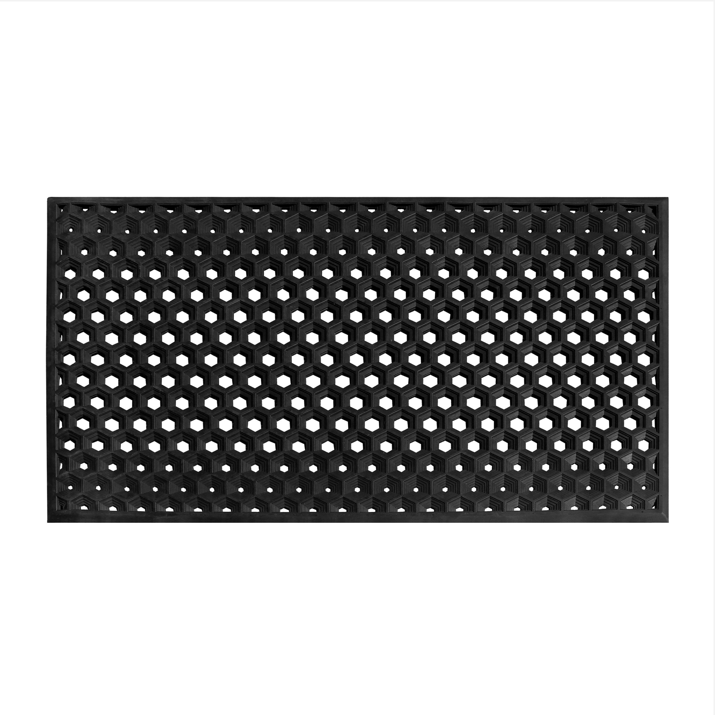 Subhera Collection Heavy Duty Rubber Door Mat, Non-Slip Drainage with Dirt Scraper, Outside Doormat for Front Pool Deck & Patio All-Weather 100% Won't Curl or Blow Away