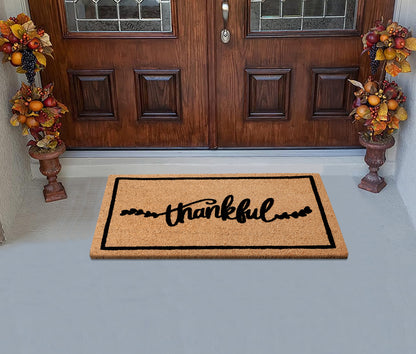 A1HC Natural Coir Flocked Door mat with Heavy Duty Non-Slip PVC Backing, Low-Profile Durable Doormat