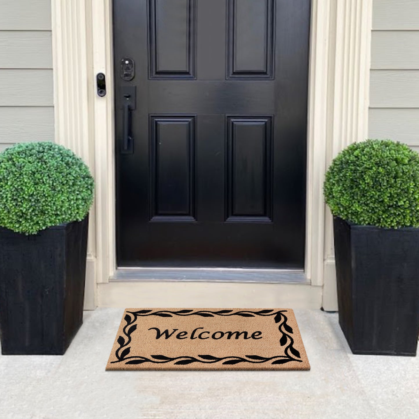 A1HC Natural Coir Flocked Door mat with Heavy Duty Non-Slip PVC Backing, Low-Profile Durable Doormat