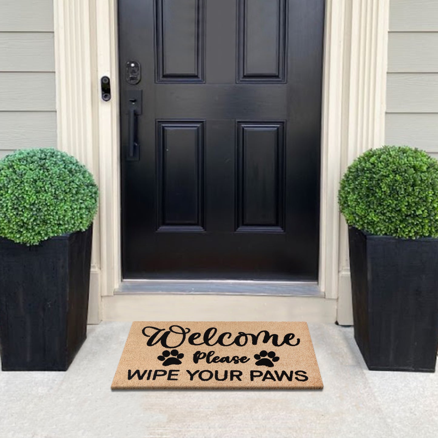 A1HC Natural Coir Flocked Door mat with Heavy Duty Non-Slip PVC Backing, Low-Profile Durable Doormat