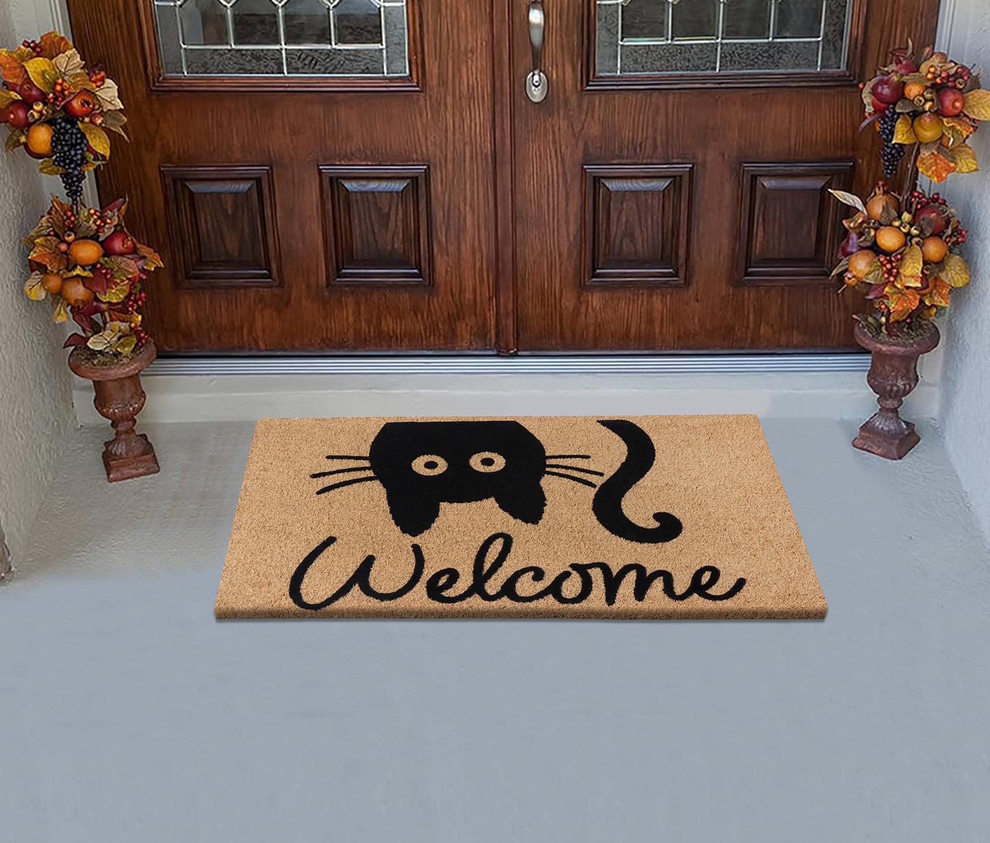 A1HC Natural Coir Flocked Door mat with Heavy Duty Non-Slip PVC Backing, Low-Profile Durable Doormat
