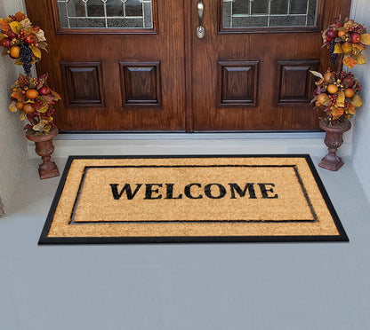 A1HC Extra Large Welcome Doormat 30"X60", Rubber & Coir, Heavy Duty, Thin Profile Front Door Mat