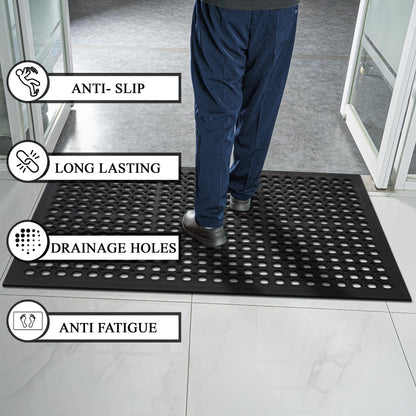 A1HC New All Purpose Anti Fatigue Versatile Commercial Rubber Floor Mat with Drain Holes
