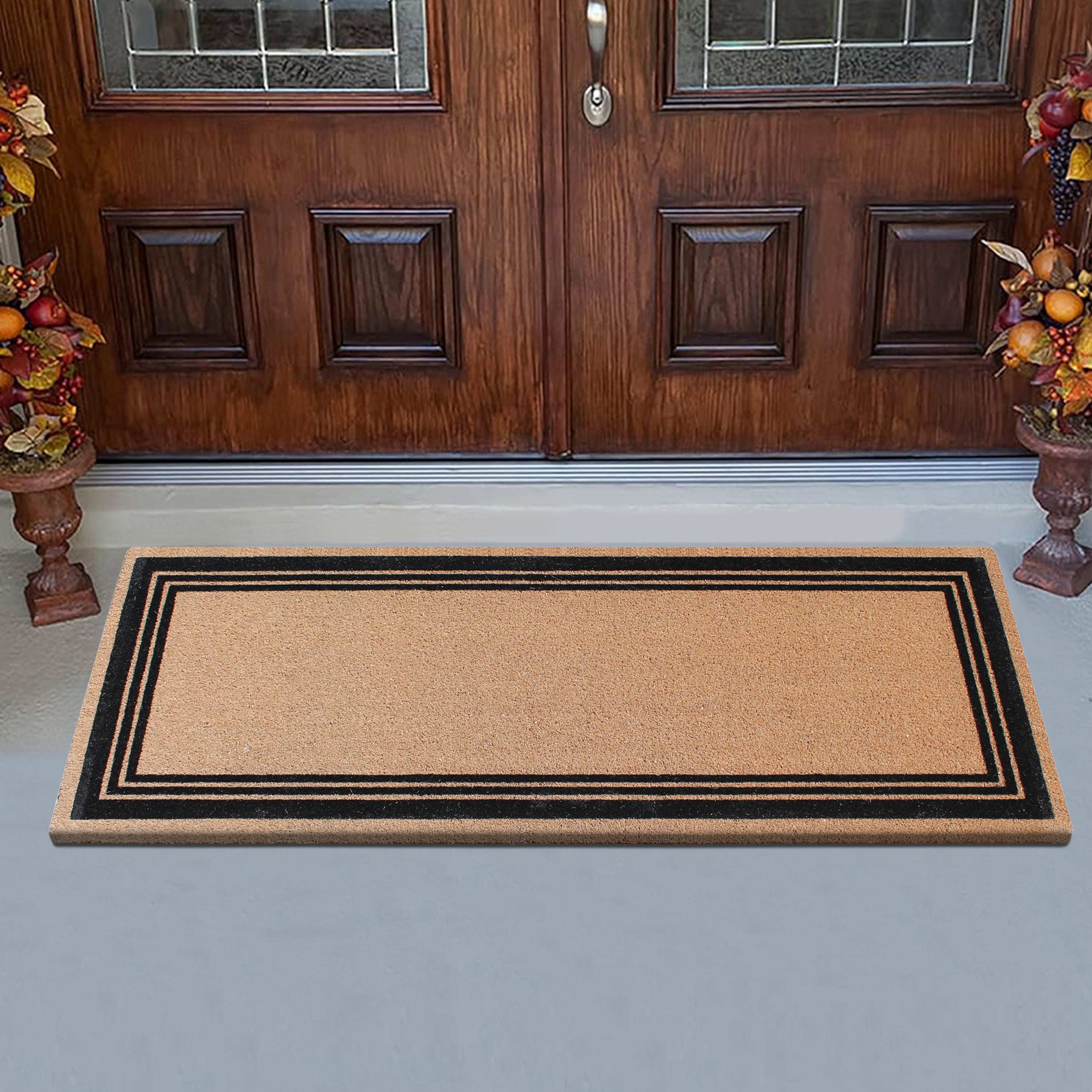 A1HC Classic Design Coir Doormat – Outdoor Coco Coir Front Door Mat with Non-Slip PVC Backing for Entryway, Porch & Patio