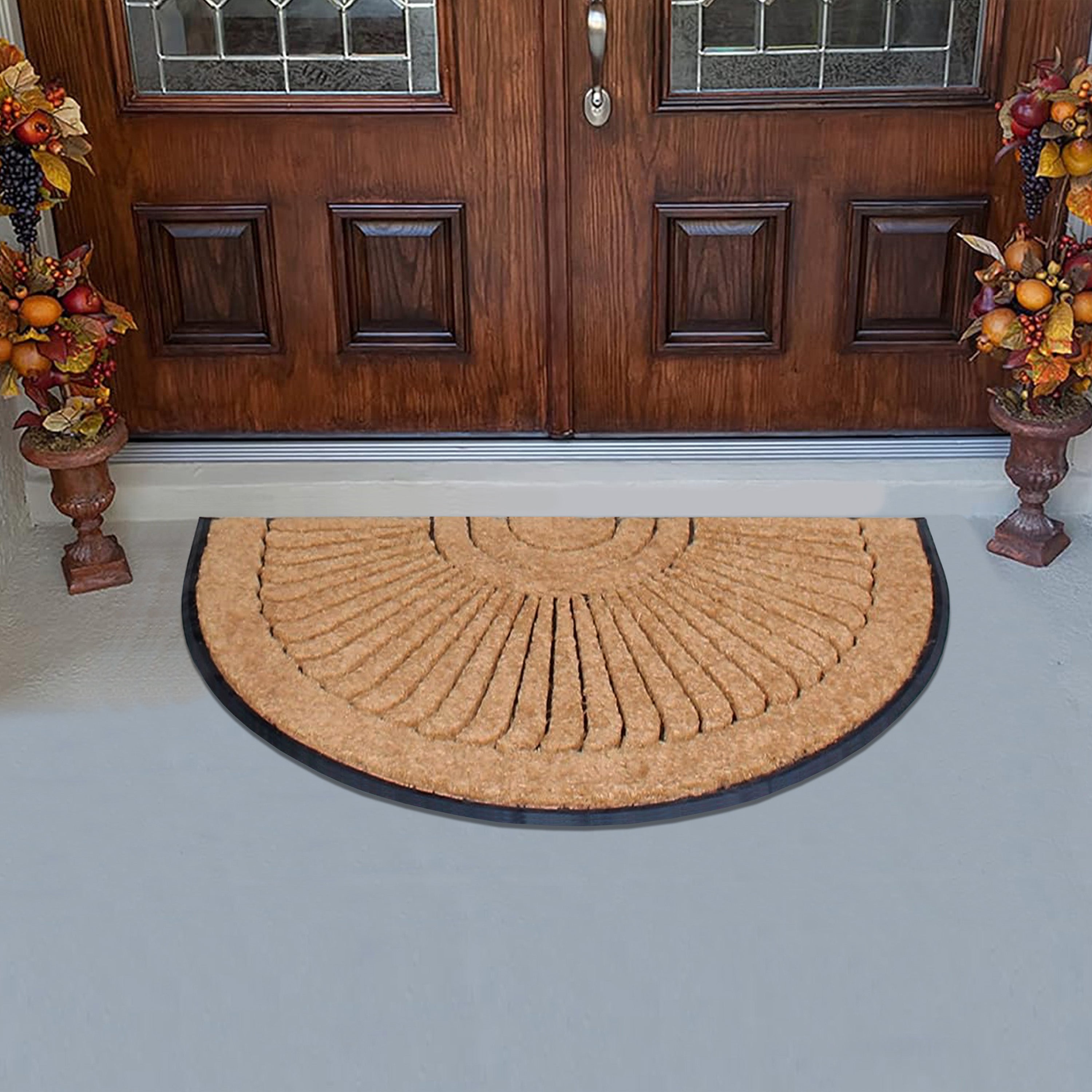outdoor entry mat coir sunburst pattern