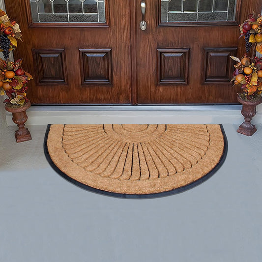 outdoor entry mat coir sunburst pattern